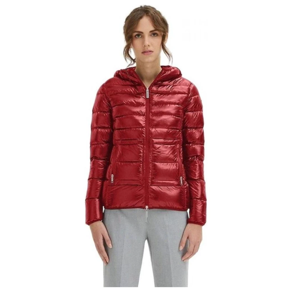 Centogrammi Korte gewatteerde jas met capuchon Red Dames