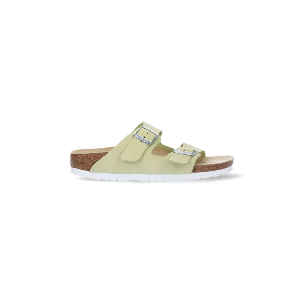 Birkenstock Limegröna mockasinsandaler Green, Dam