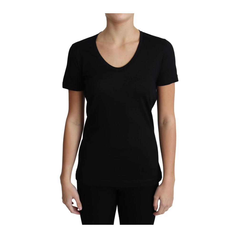 Dolce & Gabbana Women's Black T-Shirts, Xs, Wool V-Neck T-Shirt