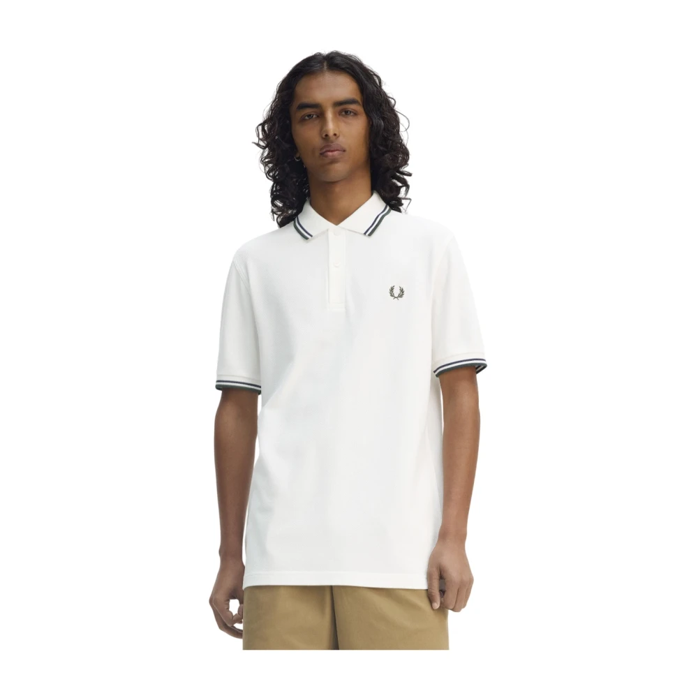 Fred Perry Polo met dubbele streep White Heren