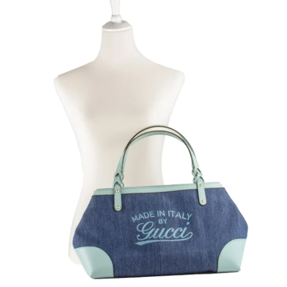 Gucci Vintage Tweedehands Blauwe Denim Gucci tas Blue Dames
