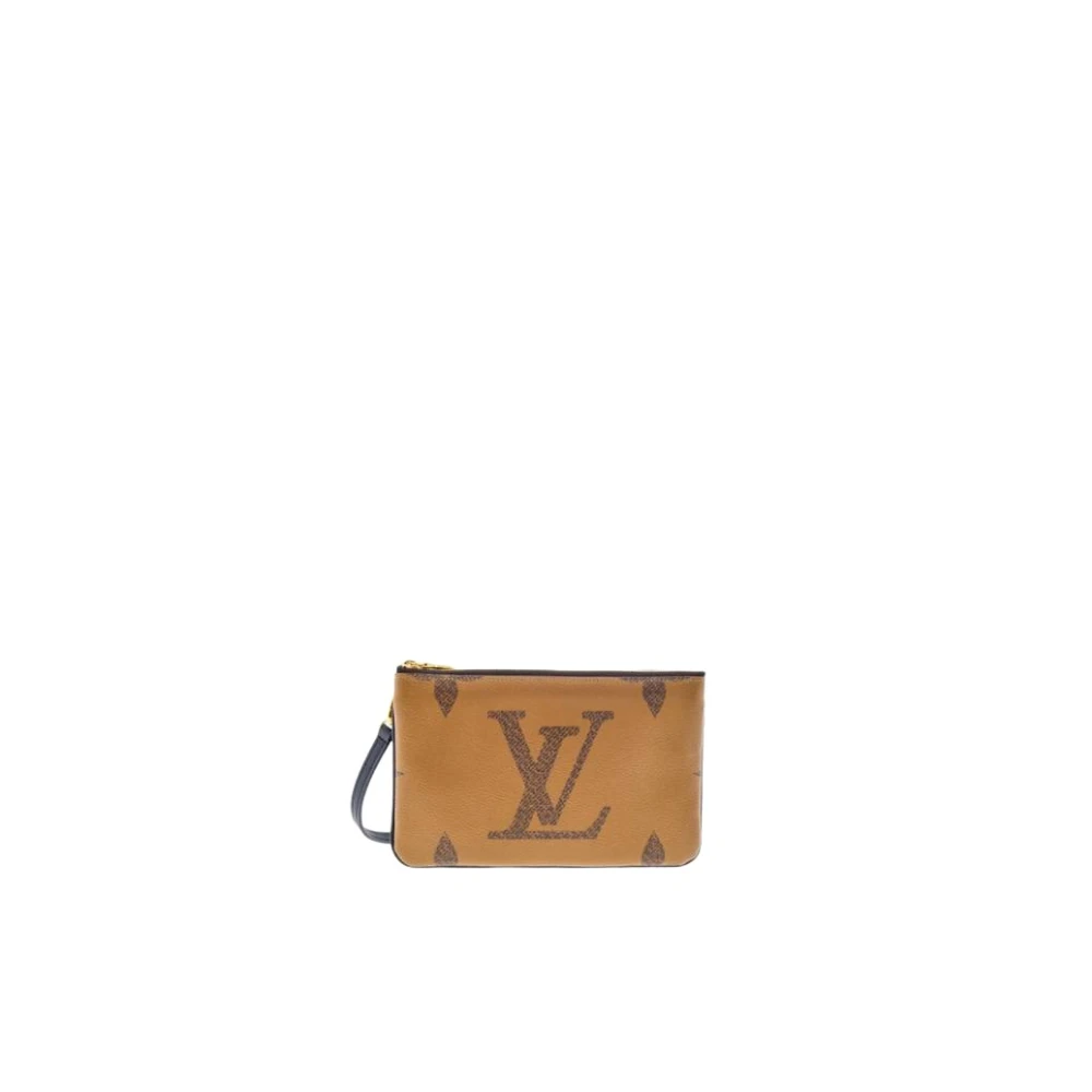 Louis Vuitton Dubbel Dragkedja Pochette i Monogram Canvas Brown, Dam