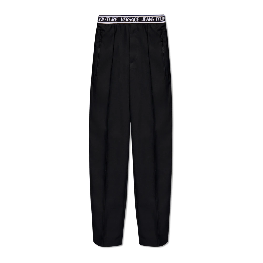 Versace Jeans Couture Zwarte Elastische Band Logo Broek Black Heren