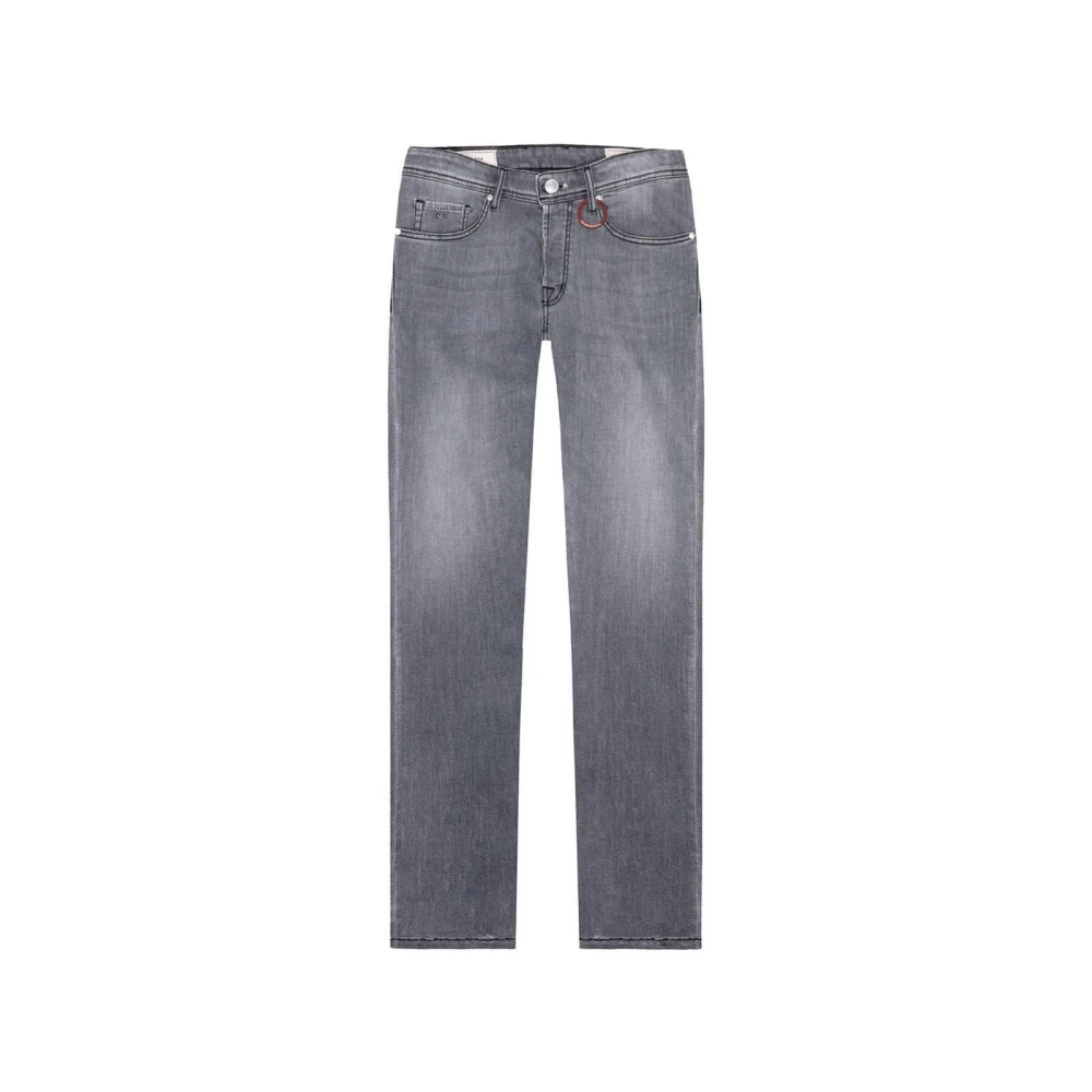 Tramarossa Grijze Straight Leg Jeans met Zwarte Stiksels Blue Heren