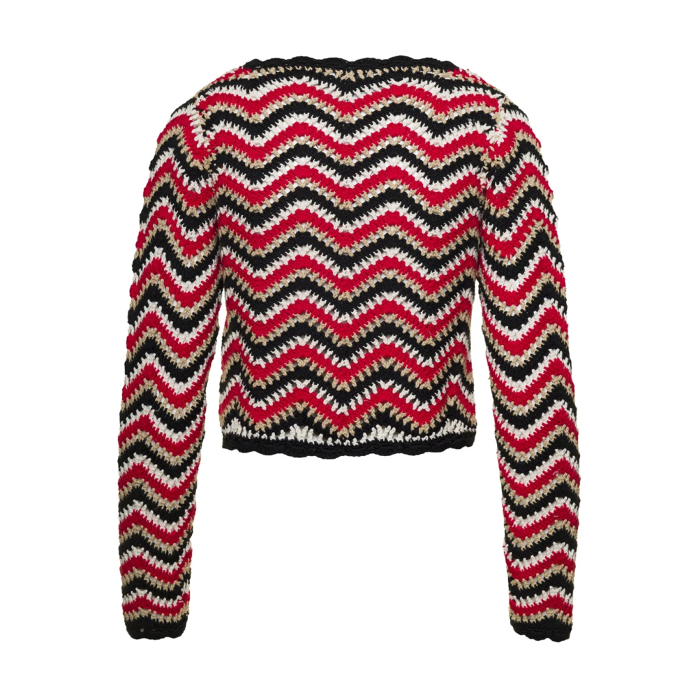 Ganni Rode Gehaakte Gebreide Vest Sweater Red Dames