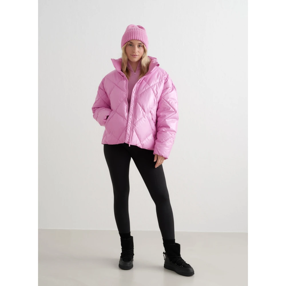 Aim'n Peony Pink Diamond Quilt Puffer Jacket Pink Dames
