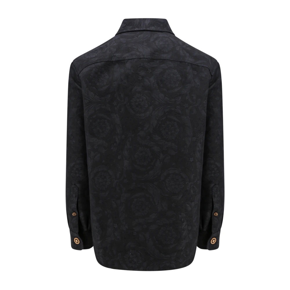 Versace Barok Jacquard Katoenen Overhemd Gray Heren