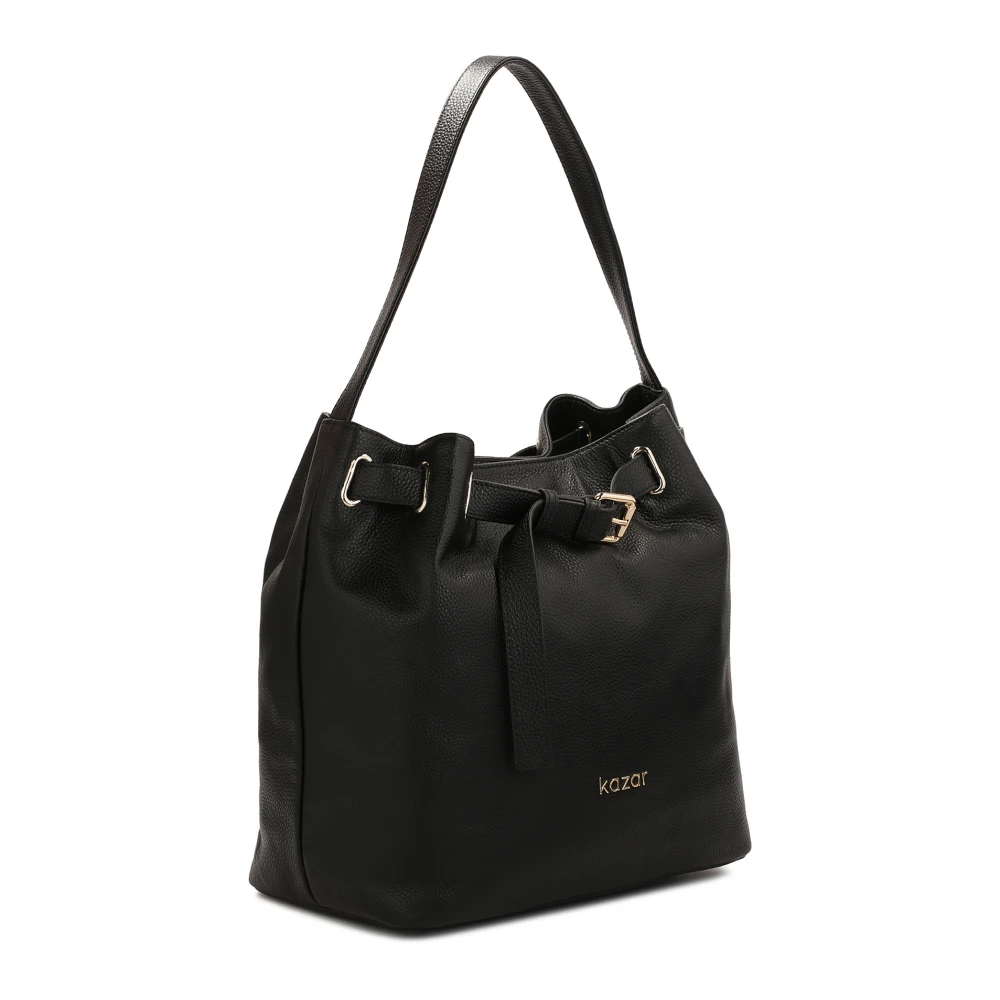 Kazar Versierd met een band zwarte leren handtas Black Dames