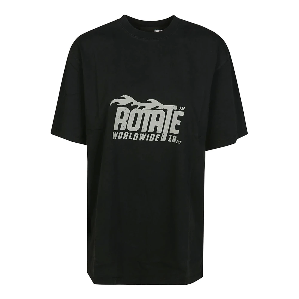 Rotate Birger Christensen Logo Enzyme T-Shirt Black Dames