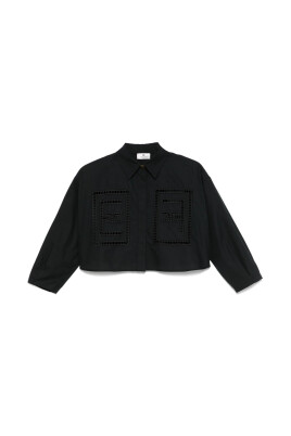 chemise-noire-a-col-classique-manches-trois-quarts
