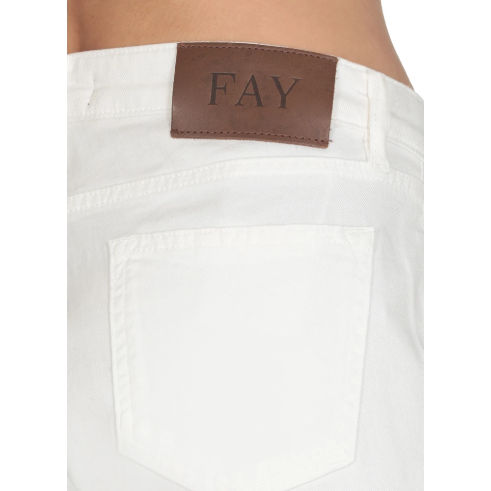 Fay Witte katoenen broek met riemlussen White Dames