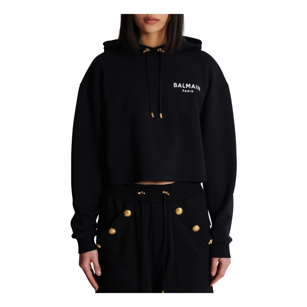 Balmain Flocked Paris hoodie Black Dames