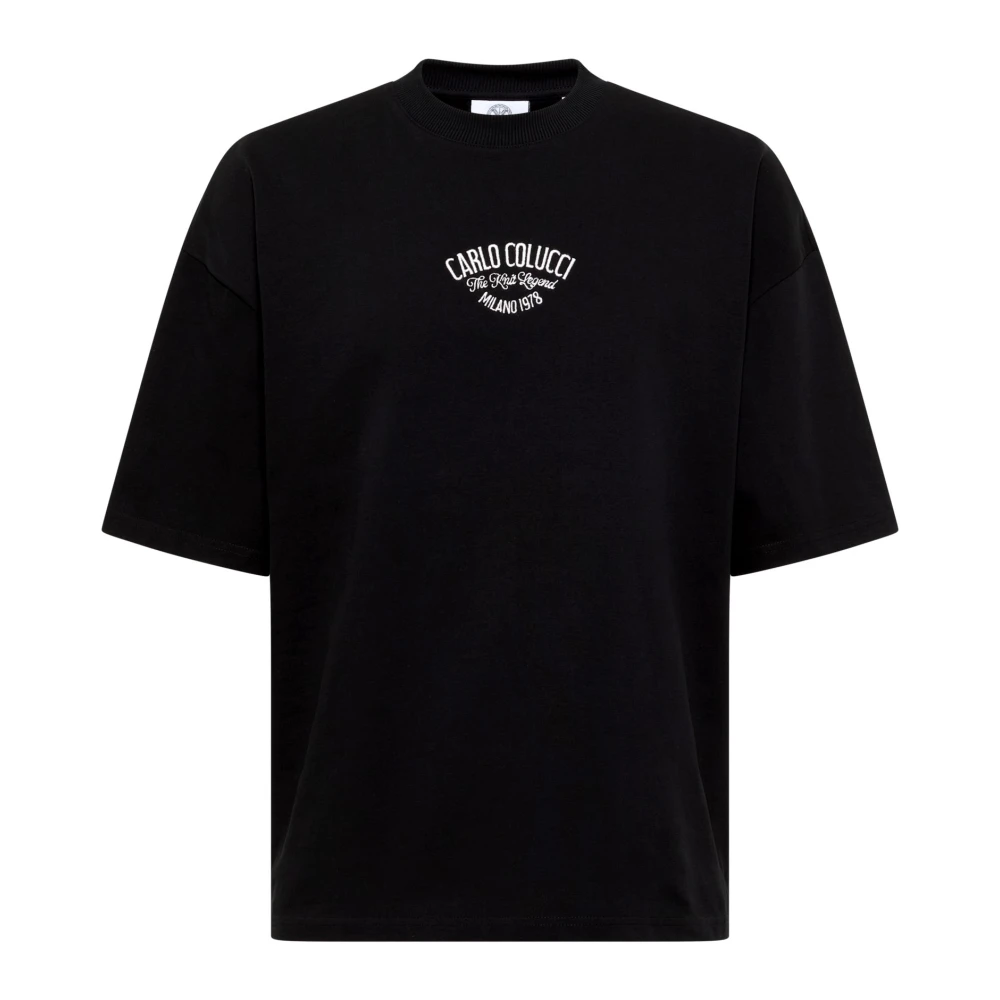 Carlo Colucci Black T-Shirts, Male, Xl, The Knit Legend T-Shirt