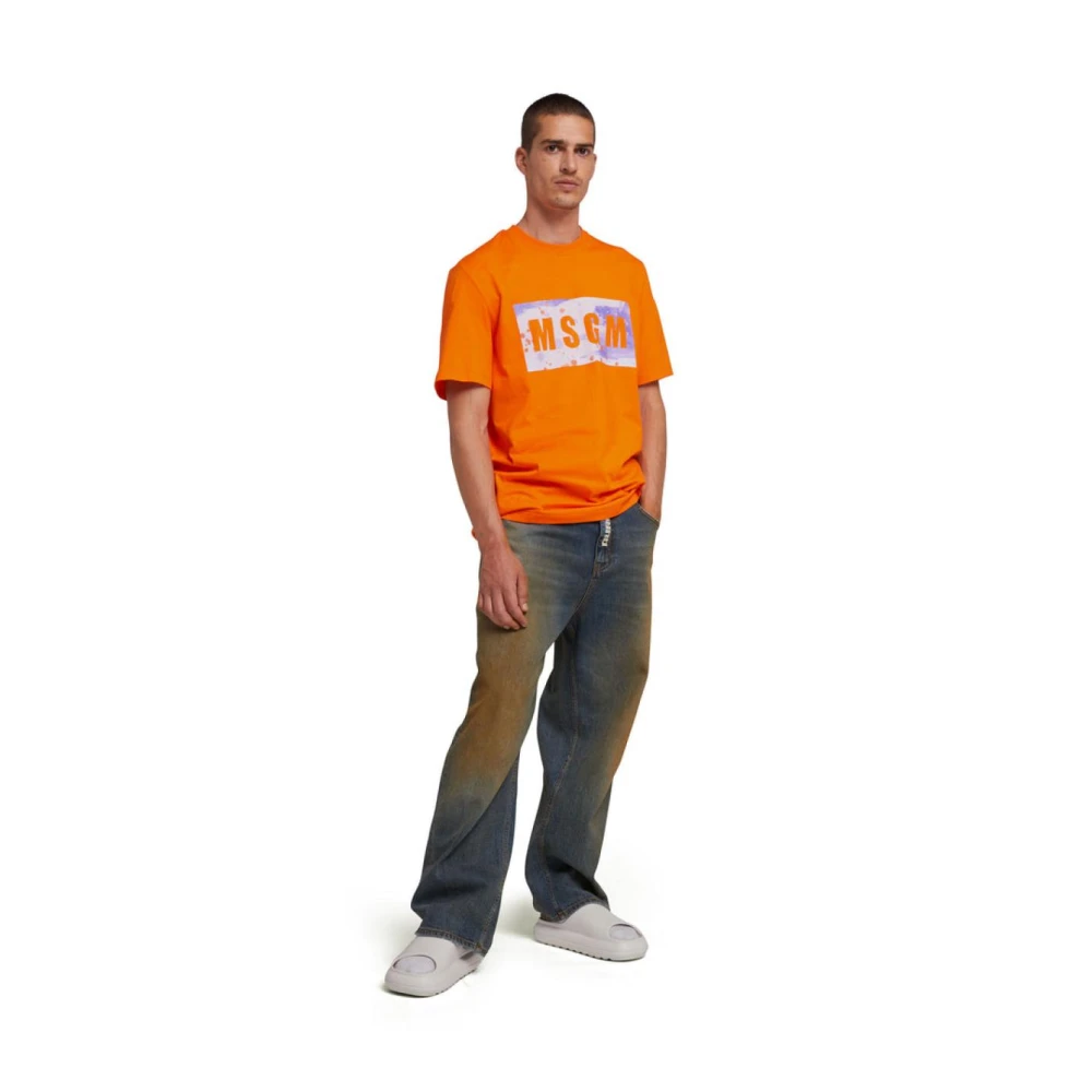 Msgm Katoenen T-shirt Orange Heren