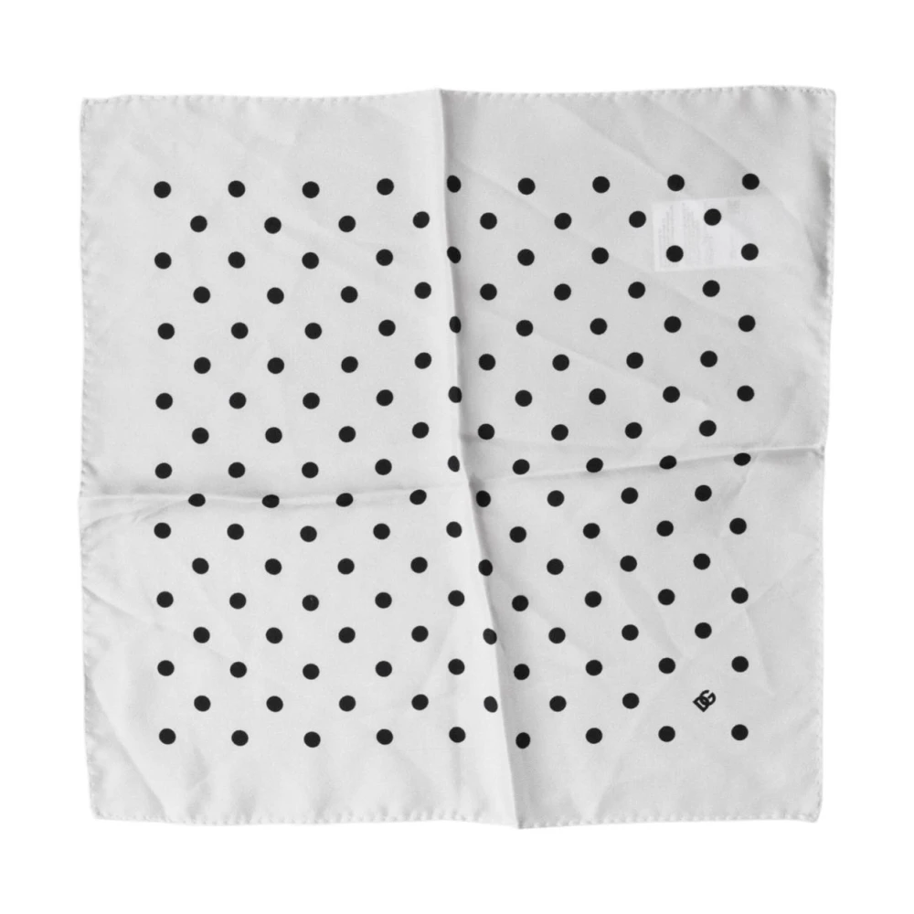 Dolce & Gabbana Mannelijk Wit Accessoires Heren, One Size, Ms 7708-P Polka Dot Vierkante Zakdoek Sjaal