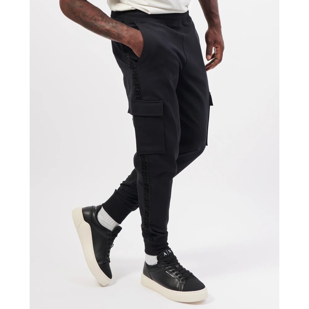 Hugo Boss Zwarte relaxte sweatpants met merkband Black Heren
