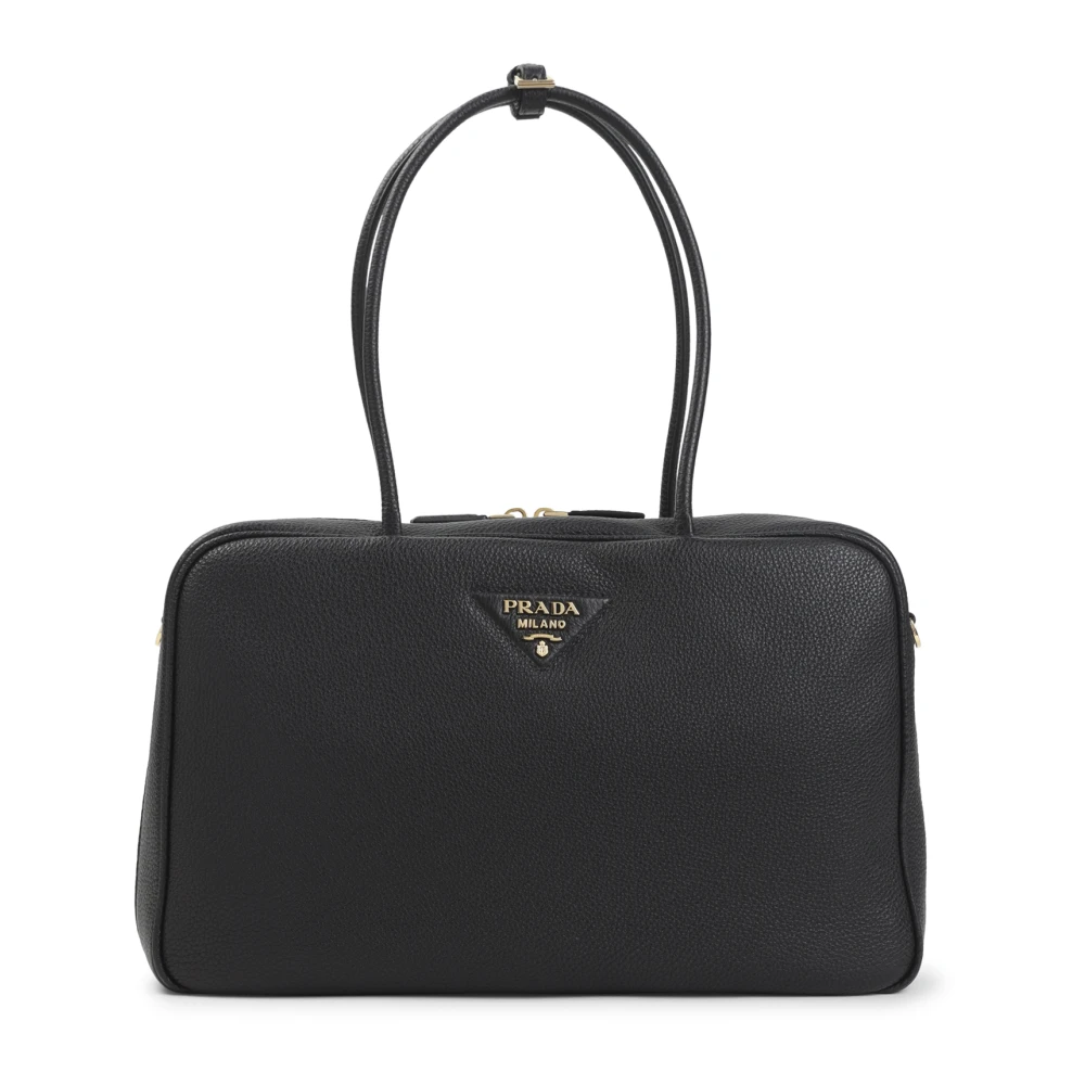 Prada Women's Black Shoulder Bags, One Size, Large Leather Top-Handle Bag