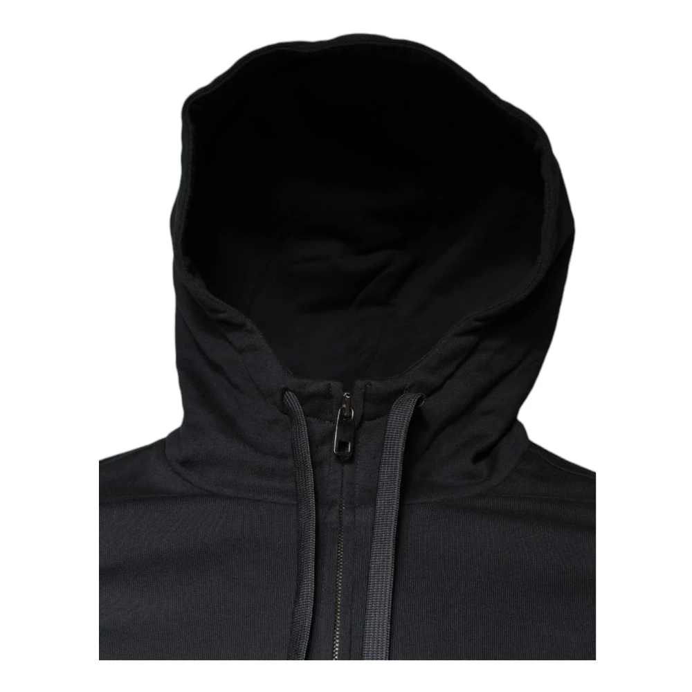 Dolce & Gabbana Zwarte Katoenen Rits Hoodie Black Heren