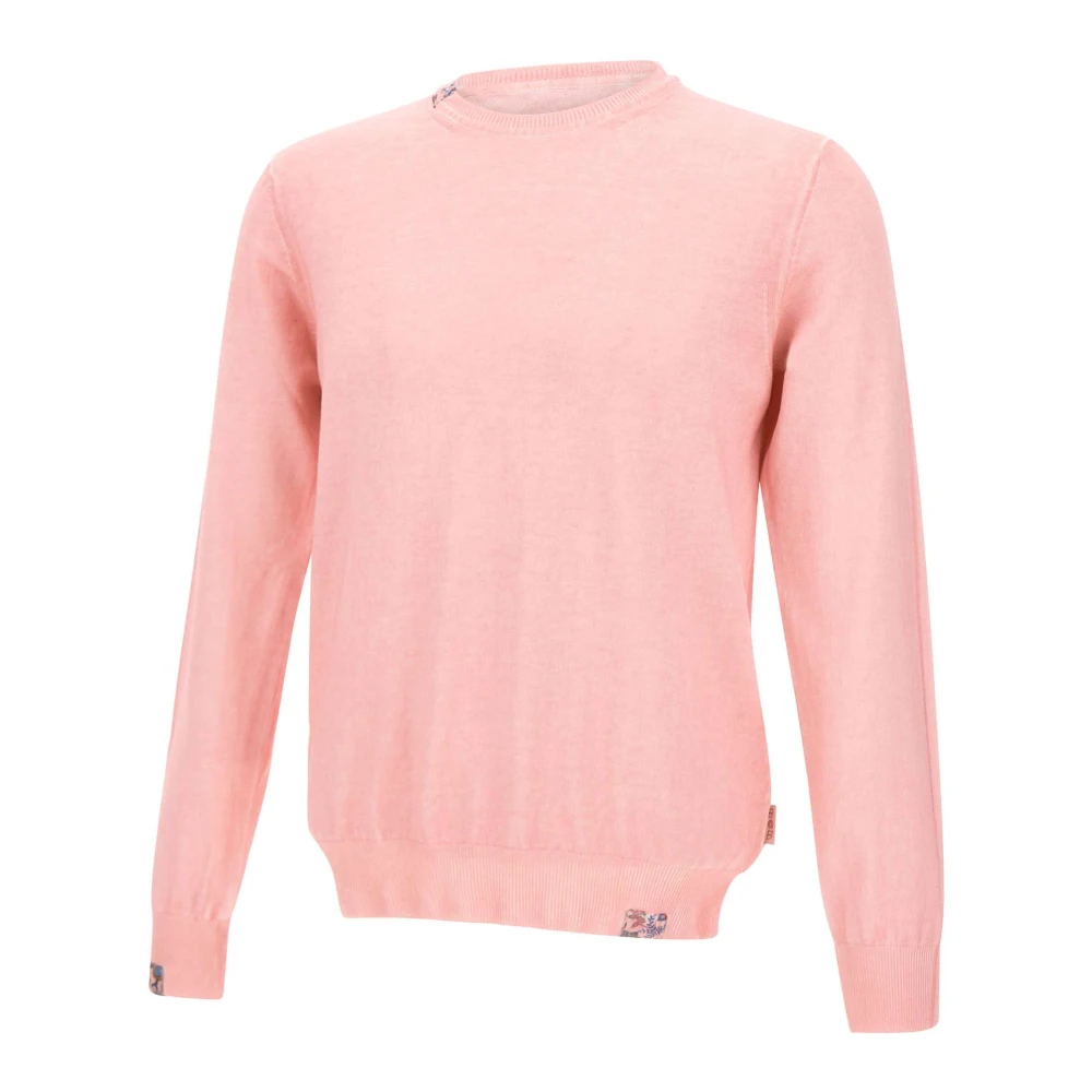 BOB Katoenen Trui Peony Ronde Hals Pink Heren
