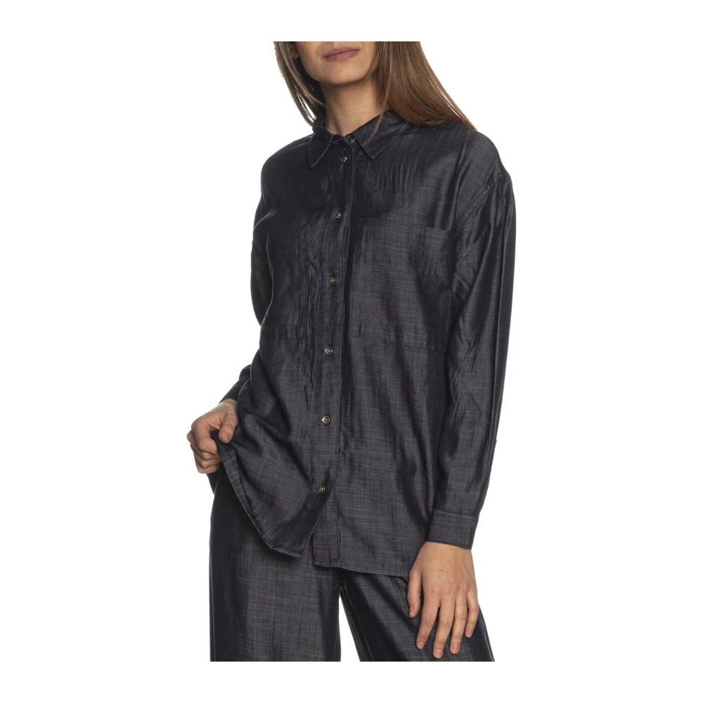 Emporio Armani Blauwe Denim Overhemd Blue Dames
