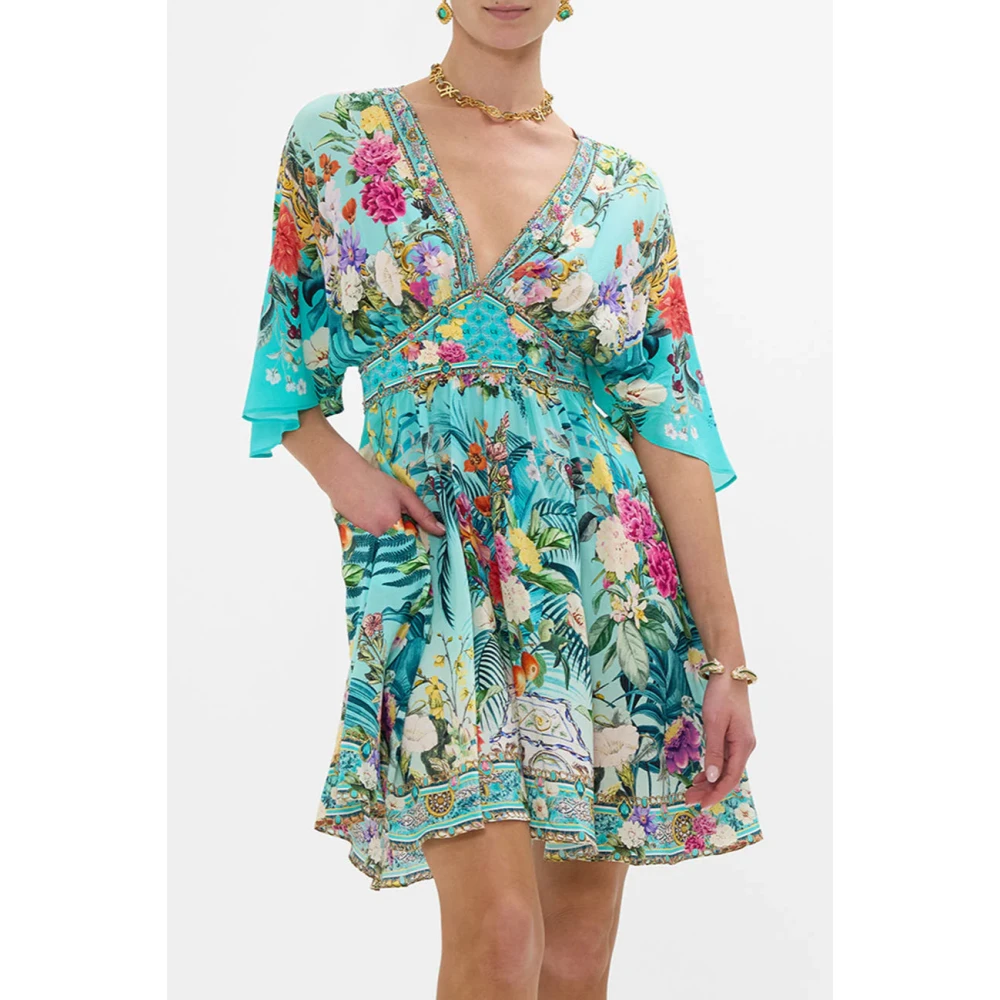 Camilla Zijden jurk Gardens of Queluz Multicolor Dames