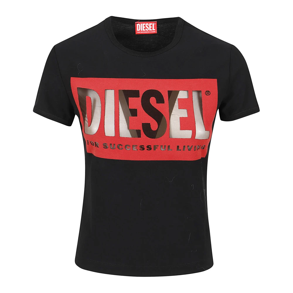 Diesel Svart Multifärgad T-shirt Snygg Black, Dam