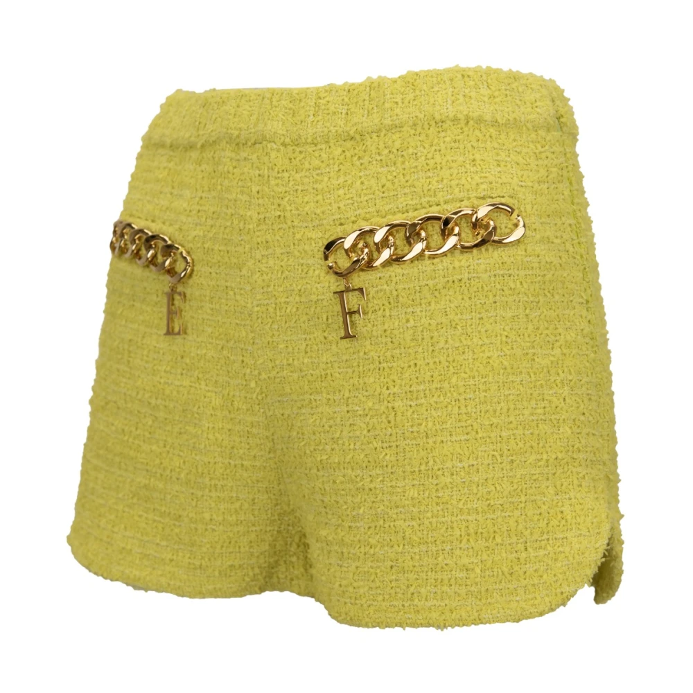 Elisabetta Franchi Gouden Metalen Rits Haak Shorts Yellow Dames