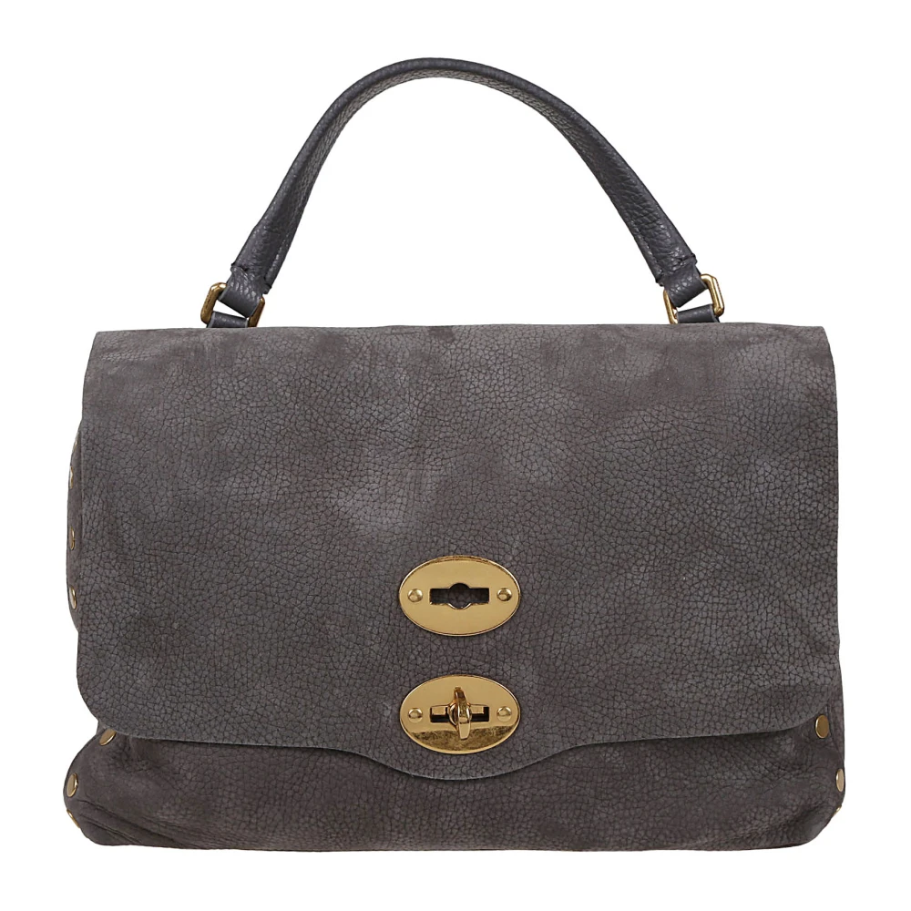 Zanellato Grijze Schoudertas met Antiek Gouden Studs Brown Dames