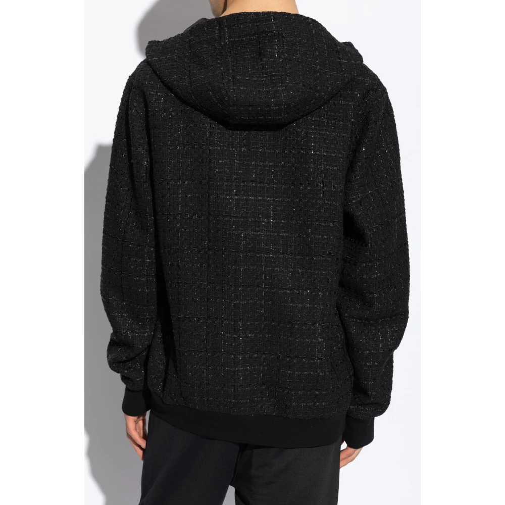 Balmain Tweed Sweatshirt Black Heren