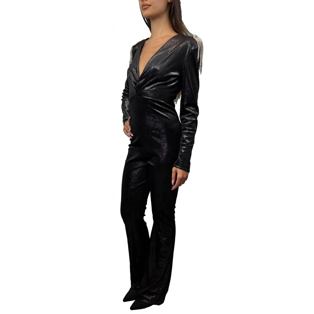 ViCOLO Zwarte jumpsuit met polyester en elastaan Black Dames