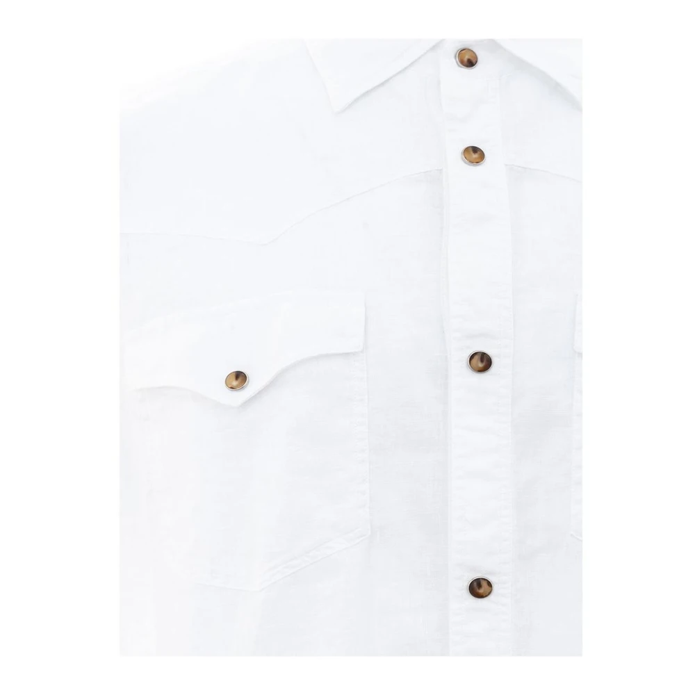 Gran Sasso Witte Linnen Overhemd Klassiek Ontwerp White Heren