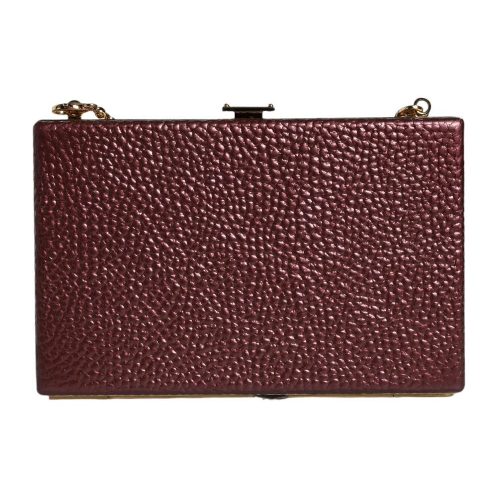 Dolce & Gabbana Maroon Leren Crossbody Clutch Tas Brown Dames