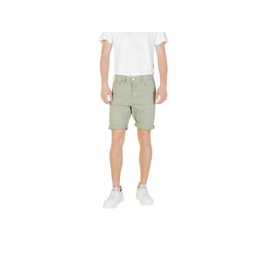 Replay Mannelijk Groente Korte Broeken Heren, Groen, W30, Katoen, Groene Katoenen Bermuda Shorts
