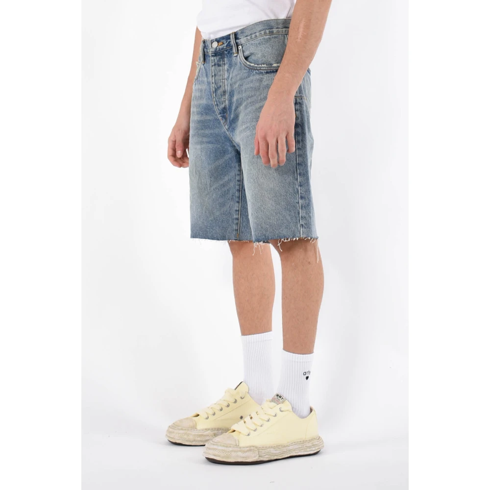 Purple Brand Denim Bermuda Shorts met Raffelige Zoom Blue Heren