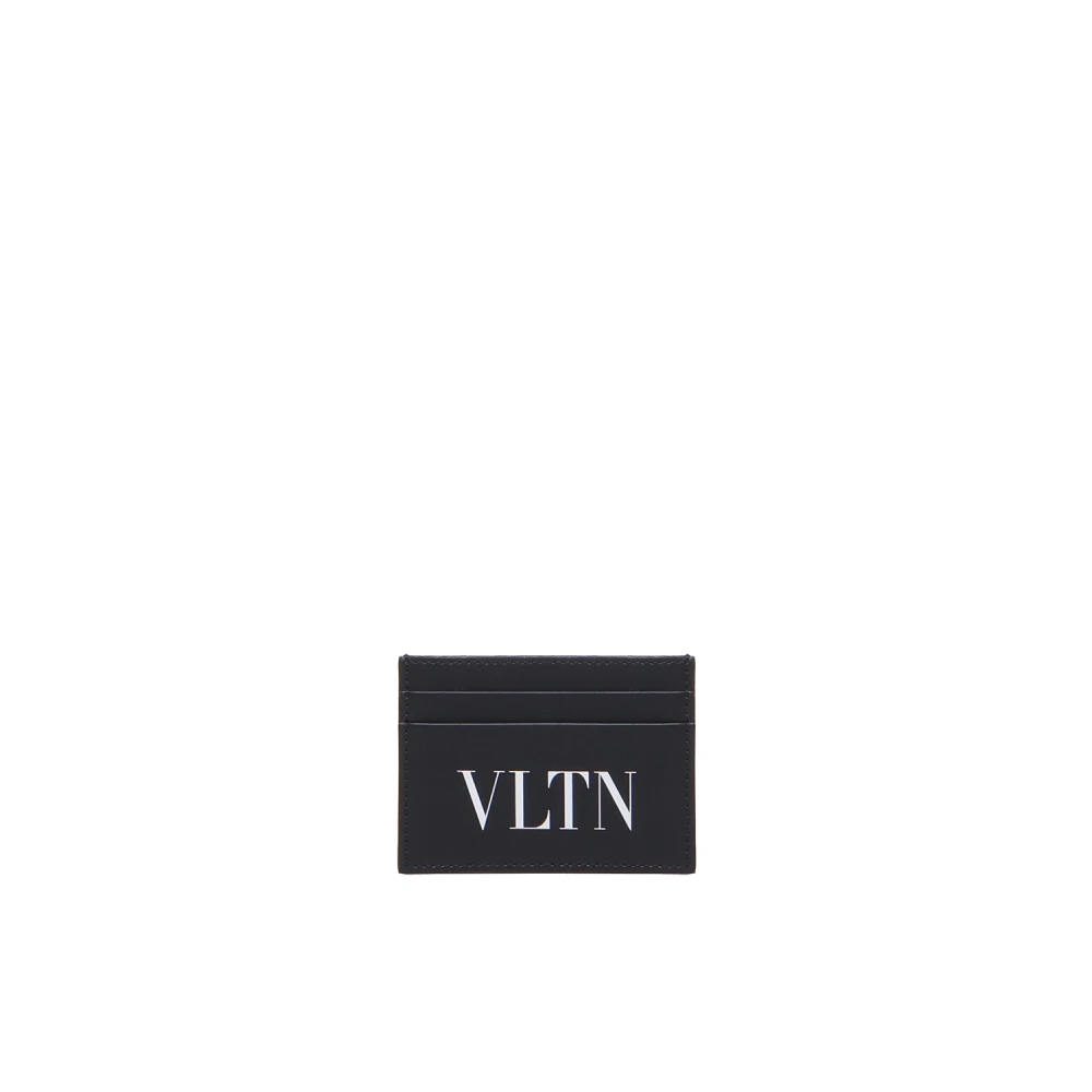 Valentino Garavani Kaarthouder van kalfsleer met VLTN-logo Black Heren