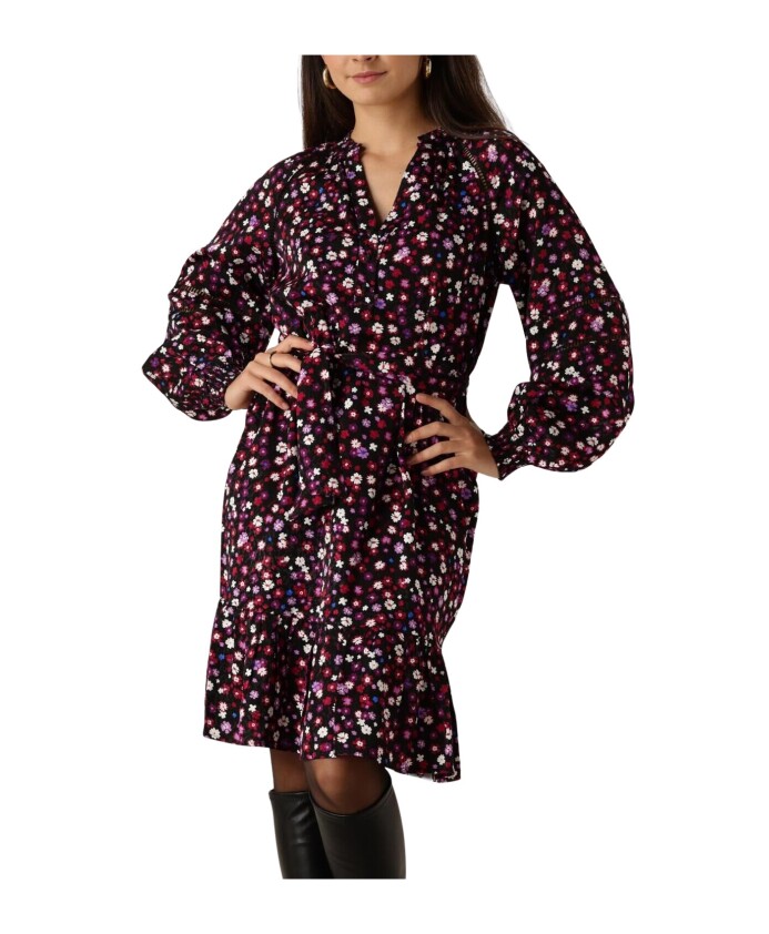 bloemen-zwarte-mini-jurk