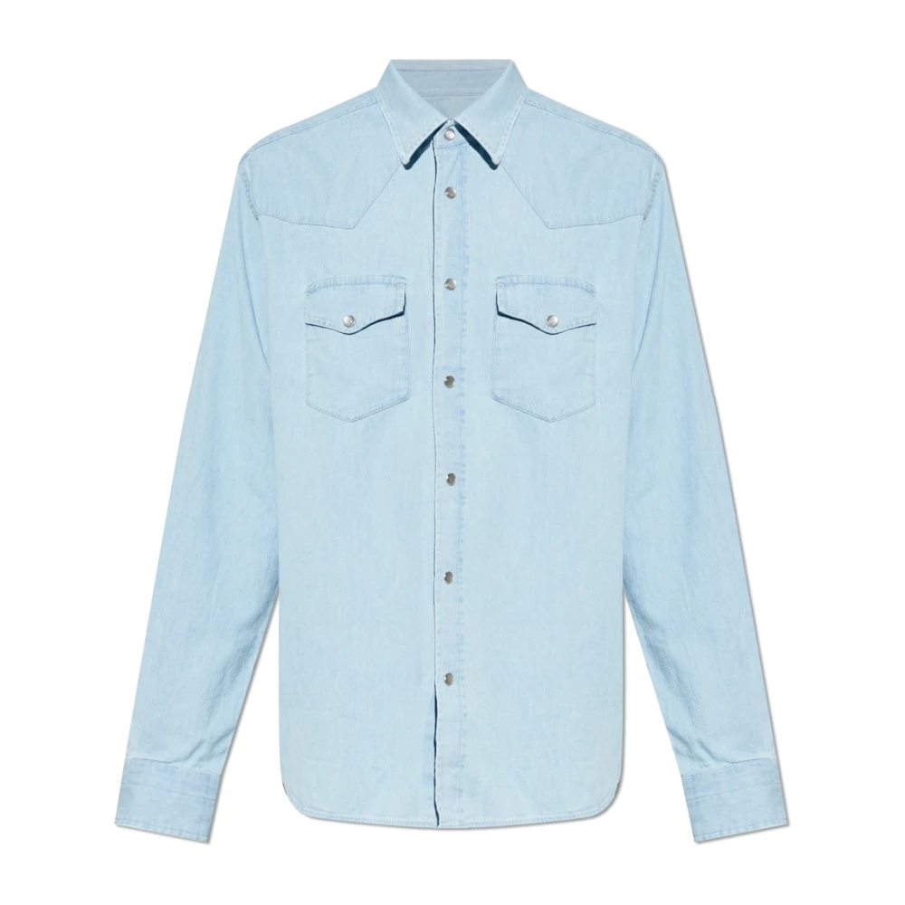 Tom Ford Men's Blue Denim Chambray Western Shirt
