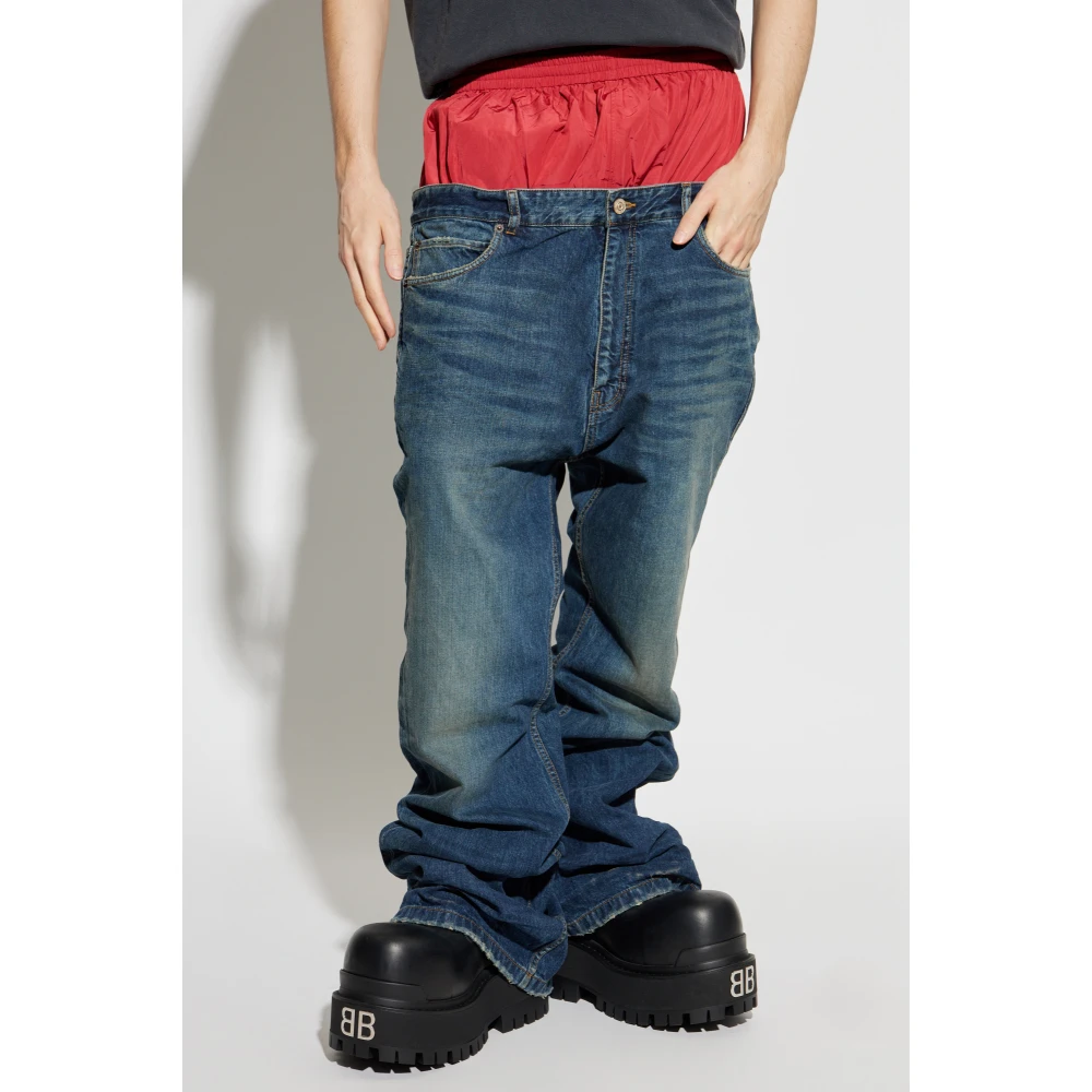 Balenciaga Jeans met decoratieve inzet Blue Heren