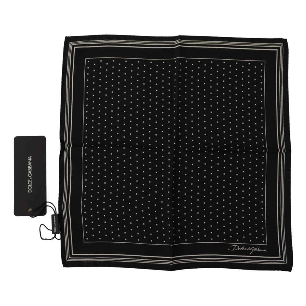 Dolce & Gabbana Men's Black Silk Scarves, One Size, Luxury Silk Polka Dot Scarf