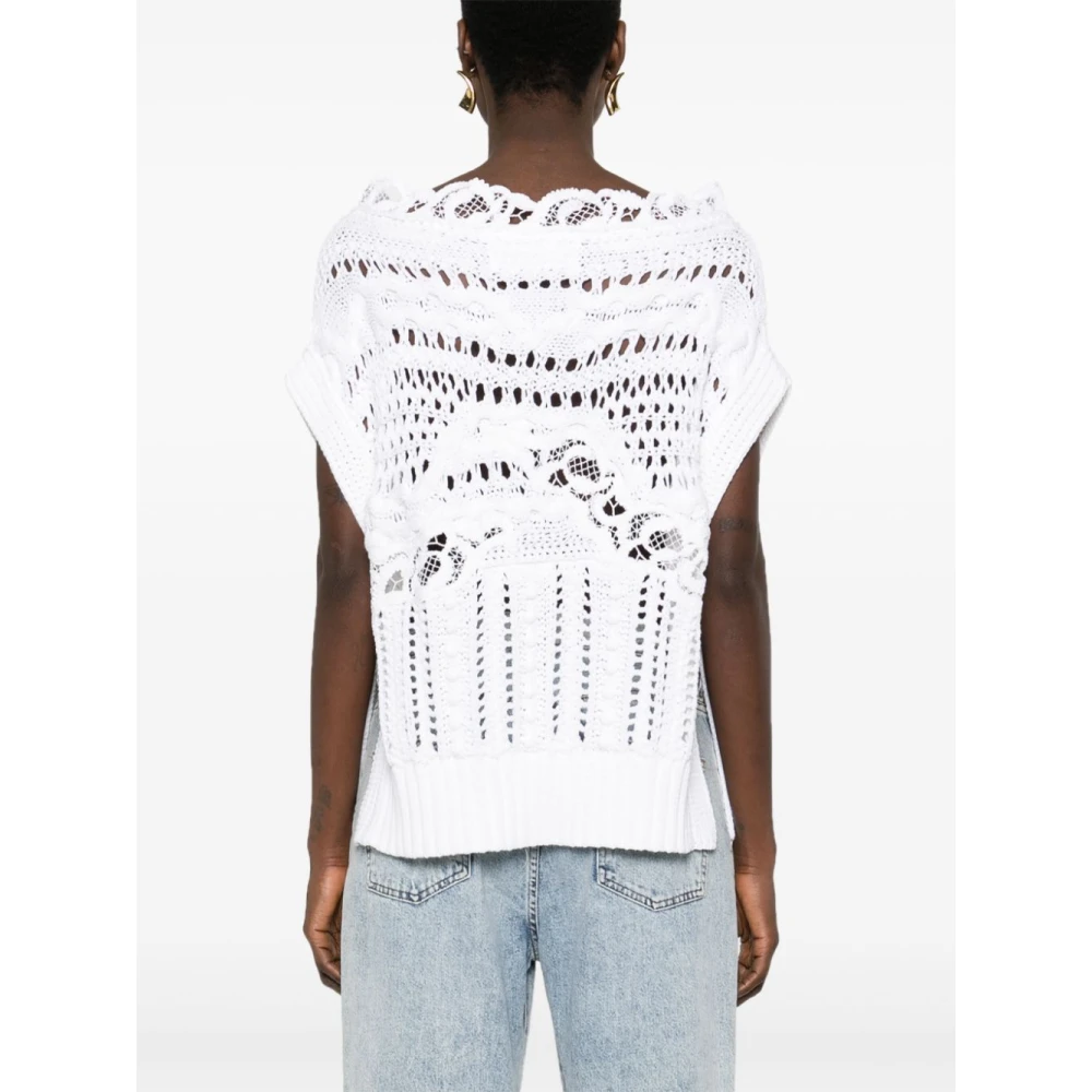 Ermanno Scervino Gehaakte Gebreide Witte Trui Ss25 White Dames