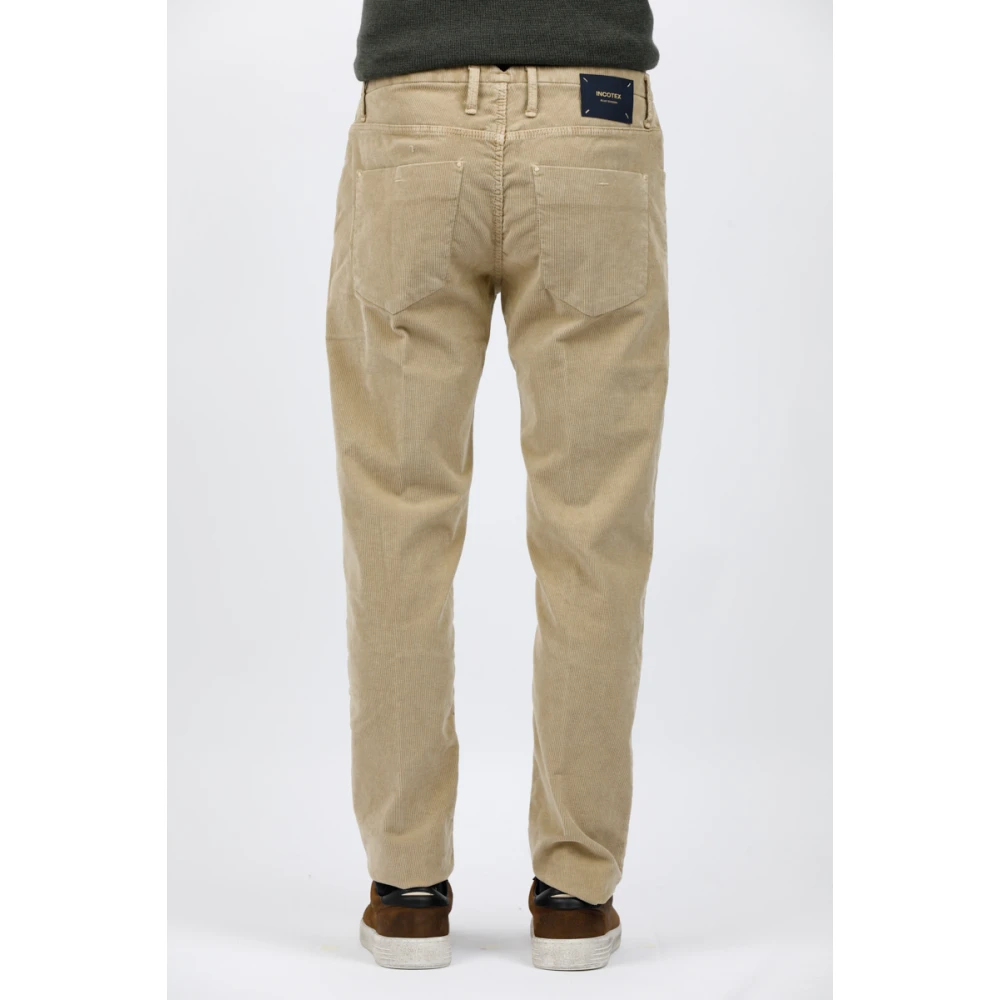 Incotex Fluwelen Maatwerk Broek Beige Heren