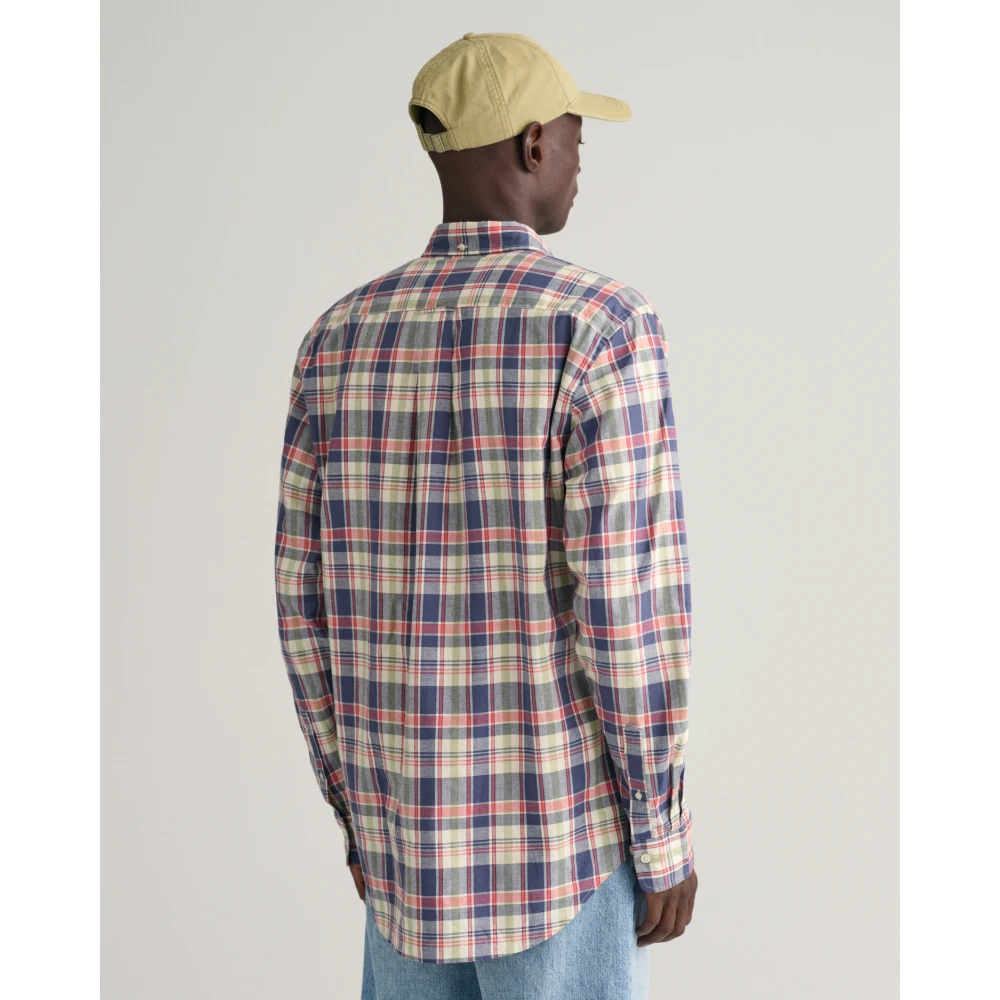 Gant Geruit Katoen Linnen Overhemd Multicolor Heren