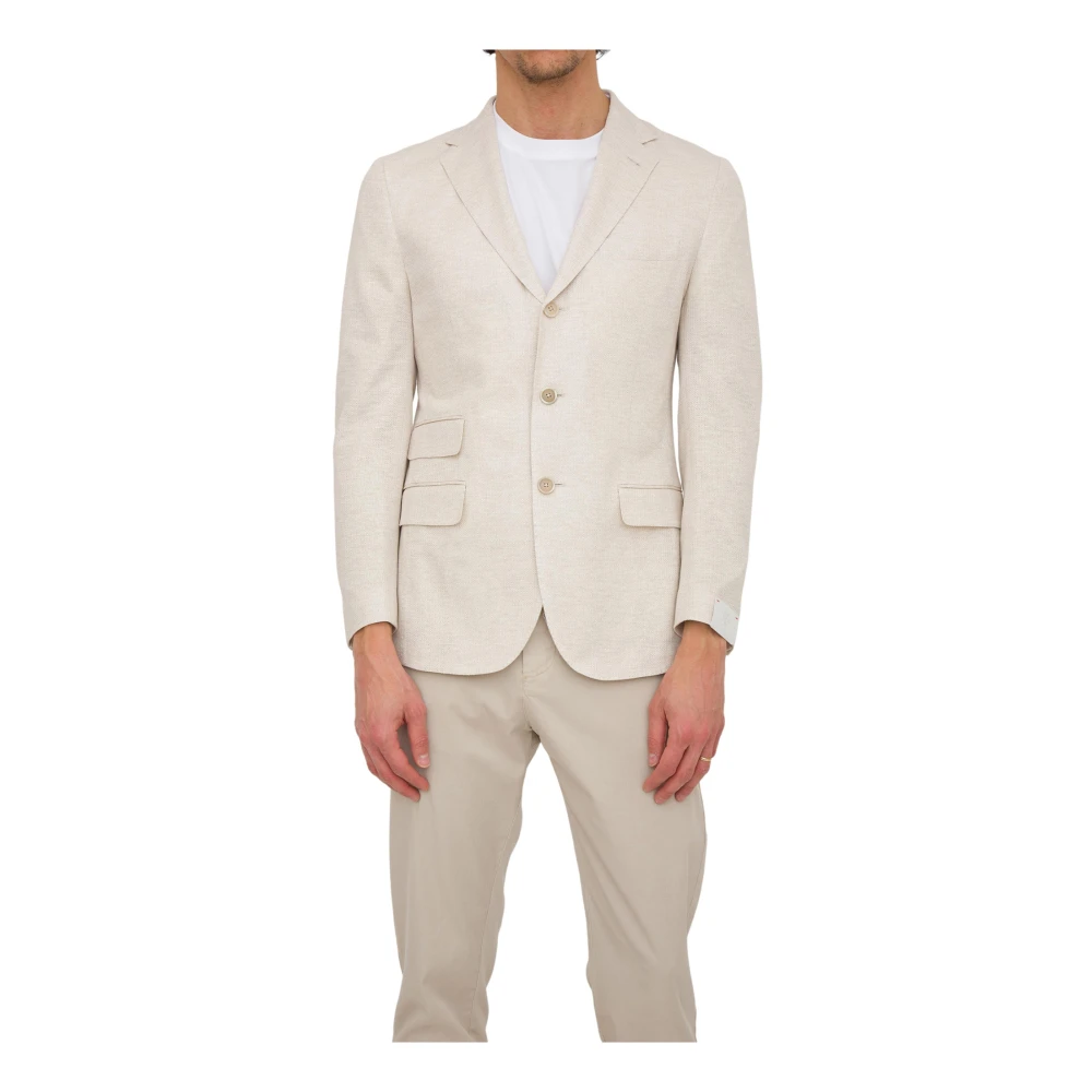 Eleventy Men's White Blazers, Xl, Avorio Single-Breasted Jacket