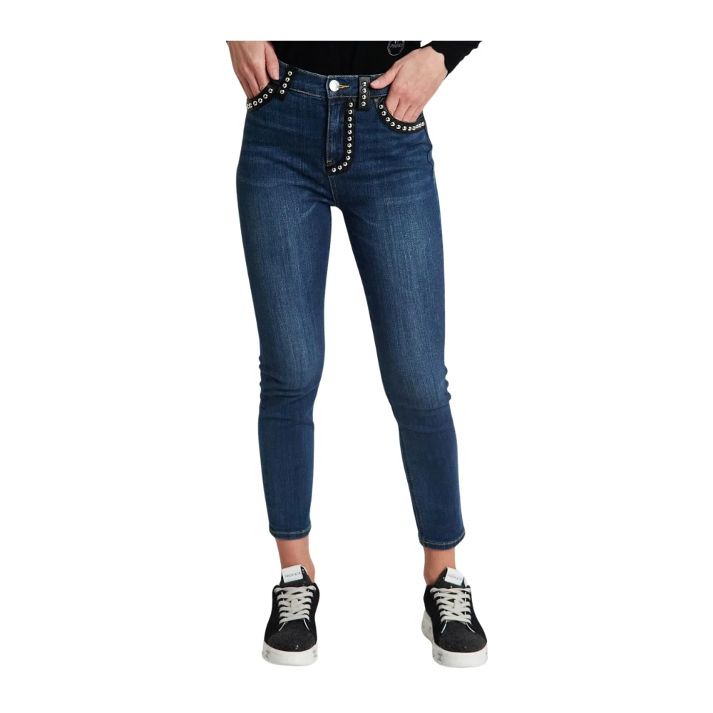 Pinko Blauwe Cross Skinny Jeans Blue Dames