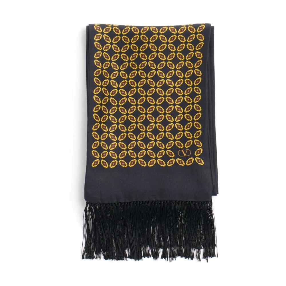 Valentino Garavani Zwarte Zijden Sjaal Stijlvolle Herenaccessoire Multicolor Heren