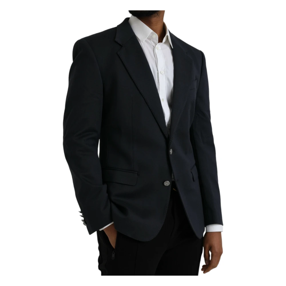 Dolce & Gabbana Donkerblauwe Single Breasted Katoenen Blazer Blue Heren