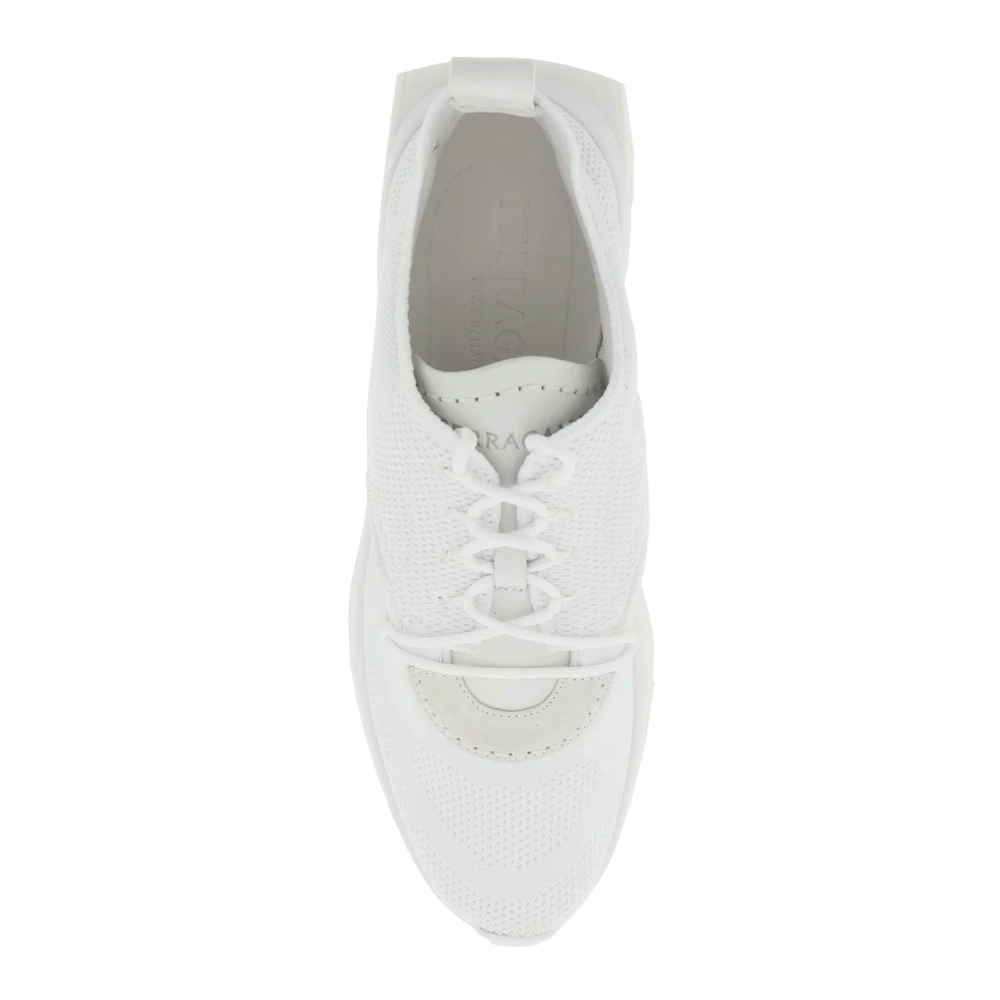 Salvatore Ferragamo Hardloopschoenen met mesh en leren inzetstukken White Heren