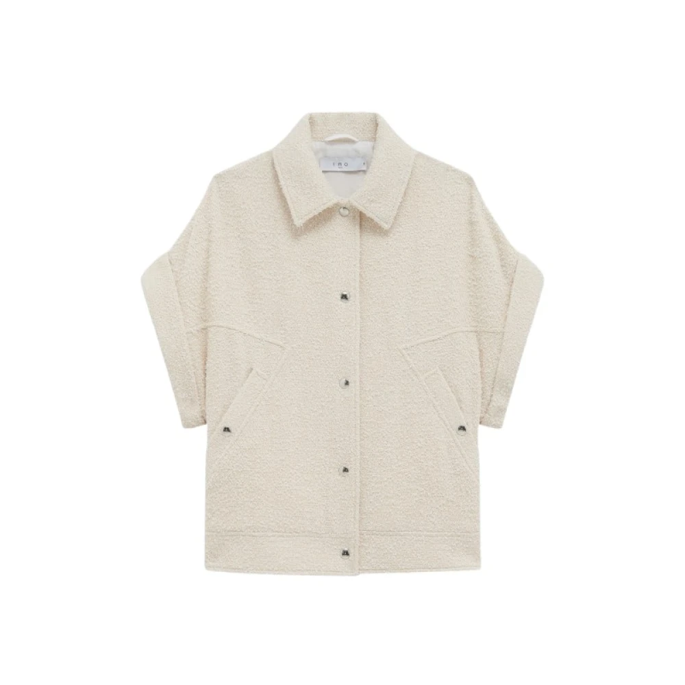IRO Bouclé Snap Button Jas Neline Beige Dames