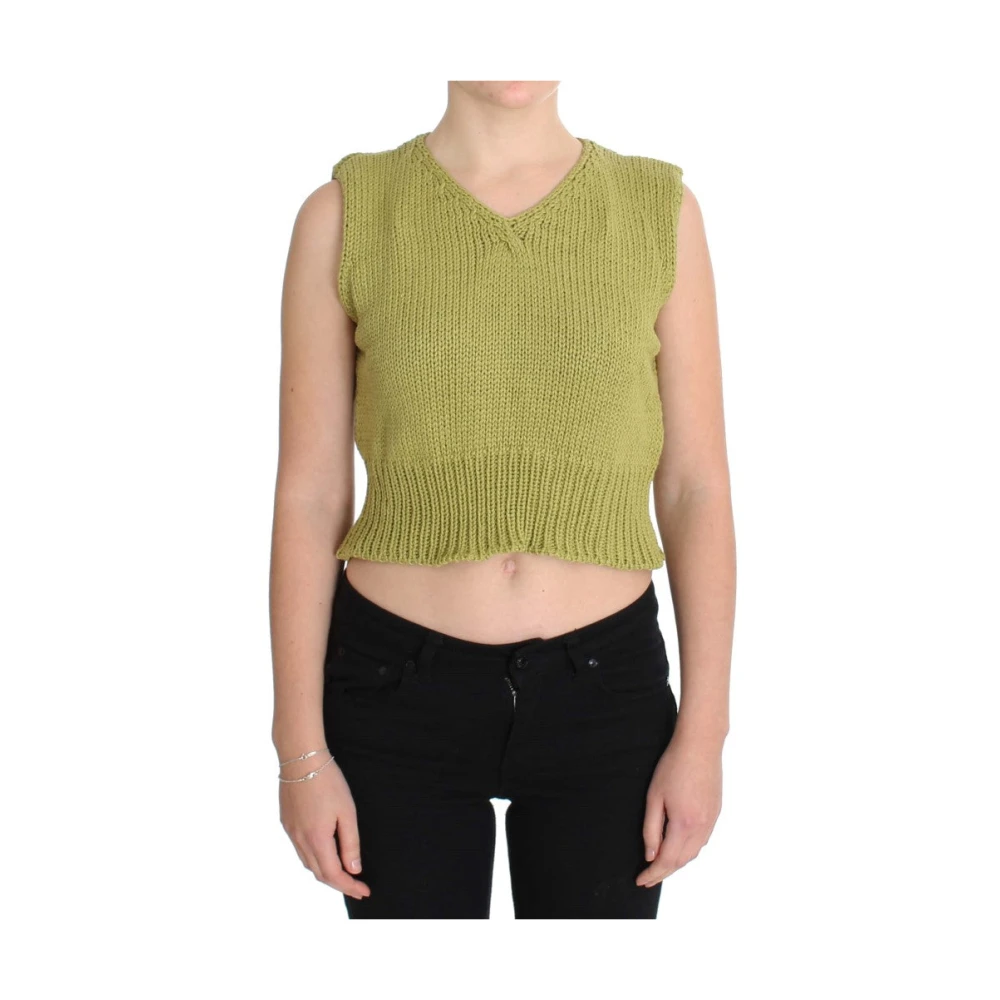 Pink Memories Elegante groene mouwloze gebreide vest Green Dames