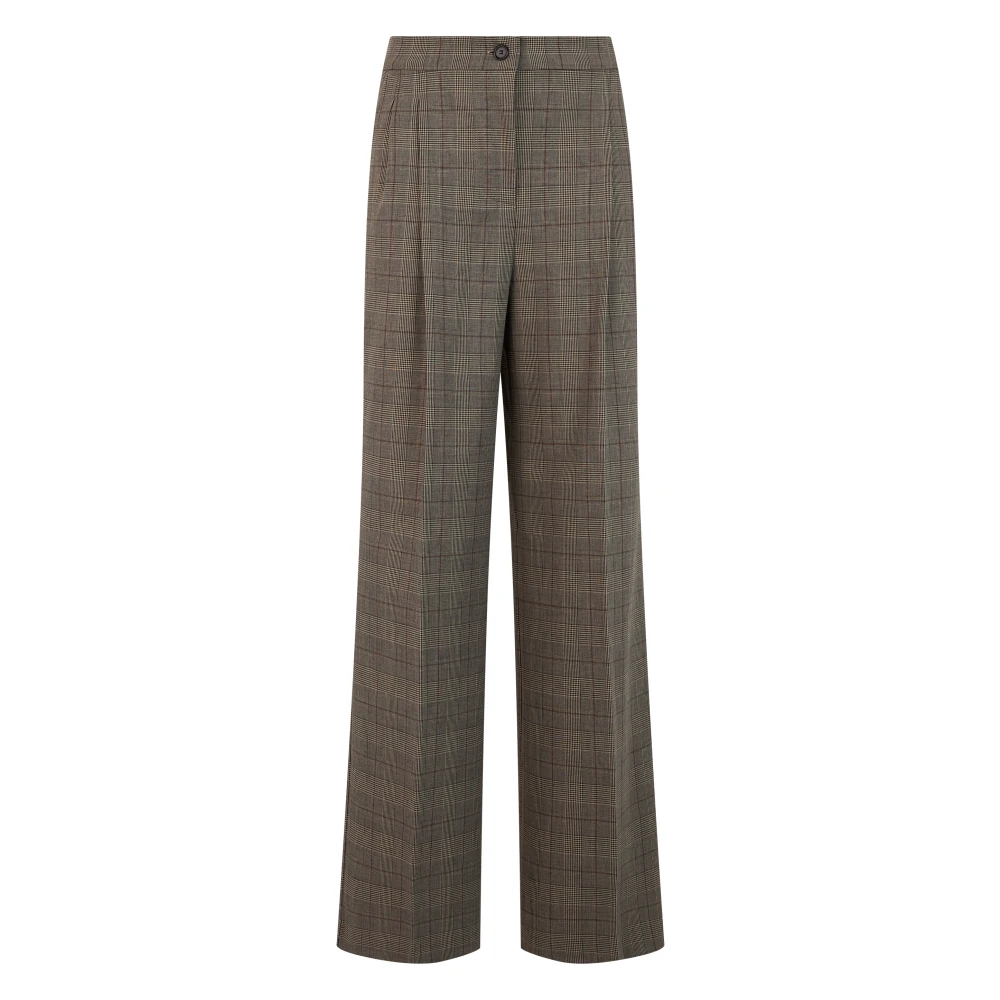 Pinko Kvinno Brun Byxor Dam, M, Polyester, Vida Byxor Med Rutmönster